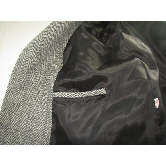 Vintage 70s ALORNA Wool Blend Herringbone Coat Gray Double Breasted USA Made - Picture 5 of 9